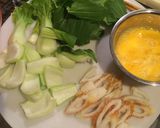＊チンゲン菜と竹輪のふわとろ卵スープ＊作り方1写真