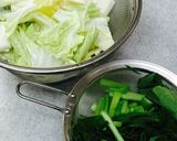 白菜とエビのとろっと豆乳煮作り方1写真