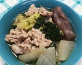 豚肉とこんにゃくと水菜や大根 白菜の煮物作り方8写真
