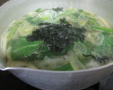 小松菜と長ねぎとわかめの味噌汁作り方4写真