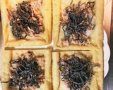 やみつき♪塩昆布とツナの油揚げピザ★作り方2写真
