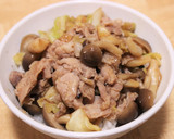 【簡単レシピ】生姜焼き風炒め物のっけ丼作り方4写真