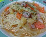 ポトフ　リメイク【スープパスタ】トマト味作り方3写真