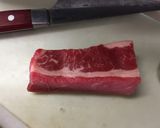 かす床牛ブロック✿ちぎりキャベツ炒め作り方1写真