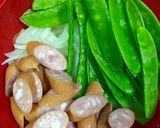 時短！きぬさや玉ねぎソーセージ♬マヨ醤油作り方2写真