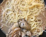 牡蠣と春菊のパスタ ペペロンチーノ作り方10写真