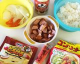 簡単✩°｡⋆ウィンナーチーズリゾット作り方1写真
