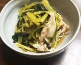 水不用!小松菜と豚肉の煮物作り方3写真