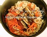 さんまの蒲焼き缶とレンコン☆炊き込みご飯作り方5写真