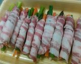 簡単☆アスパラとインゲンの肉巻き　豚バラ作り方4写真