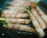 簡単☆アスパラとインゲンの肉巻き　豚バラ作り方6写真