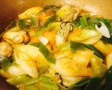 栄養花マル！牡蠣＆長ネギのキムチ炒め♬作り方4写真