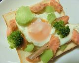 鮭×目玉焼き×ブロッコリーの和トースト作り方6写真