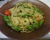 エビとスナップエンドウのパスタ作り方7写真