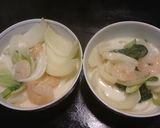 エビとチンゲン菜、玉ねぎのクリーム煮作り方4写真