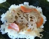 残ったれんこんのきんぴらdeおにぎらず作り方4写真