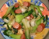 青梗菜とソーセージのオイマヨ炒め作り方6写真