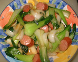 青梗菜とソーセージのオイマヨ炒め作り方6写真