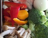 温サラダ!カラフル野菜の胡麻ドレ炒め♬作り方1写真