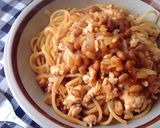 食欲そそるピリ辛☆鶏そぼろ納豆パスタ作り方9写真