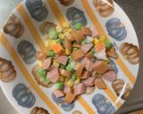 レンジ簡単ポークチャップ味オムライス弁当作り方1写真
