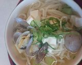 血管ダイエット食600(あさり麺・芋粥)作り方1写真