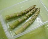 お弁当用！アスパラの先だけ味噌バター作り方1写真