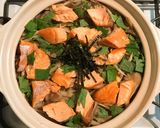 土鍋で炊き込みご飯☆焼き鮭ごはん作り方7写真