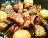 豚三枚肉の角煮十穀米添えカフェ風どんぶり作り方5写真