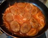 簡単！豚丼のたれで煮込みハンバーグ作り方4写真