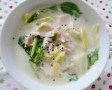 白菜とベーコンのごま豆乳スープ作り方5写真