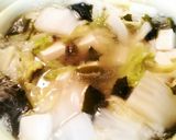 白菜・わかめ・豆腐のかきたま汁♪作り方1写真