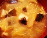 白菜・わかめ・豆腐のかきたま汁♪作り方3写真