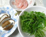 鶏ささみと水菜のわさび雑炊♪作り方1写真