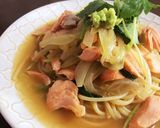 鮭と三つ葉のわさびパスタ作り方6写真