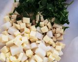 餠チーズ鳥挽肉のロール白菜〜豆乳スープ作り方1写真