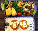 干支キャラおサル弁当作り方3写真