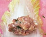 餠チーズ鳥挽肉のロール白菜〜豆乳スープ作り方3写真