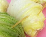 餠チーズ鳥挽肉のロール白菜〜豆乳スープ作り方4写真