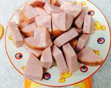 ハムのバターハニーバル炒め(*^^*)作り方1写真