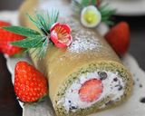 ❀粒餡と苺のよもぎ米粉ロール❀作り方12写真