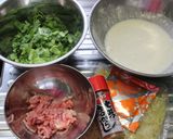春菊と挽き肉のお好み焼き作り方1写真