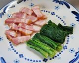 ほうれん草とベーコンのクリーミー焼きそば作り方1写真