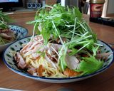 ローストチキンと水菜のあっさりパスタ作り方4写真