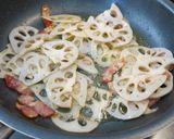 れんこんとベーコンとほうれん草のパスタ作り方3写真
