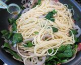 れんこんとベーコンとほうれん草のパスタ作り方5写真