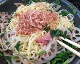 れんこんとベーコンとほうれん草のパスタ作り方6写真