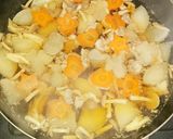 ♥や☆&ミッキー大根人参と豚肉の煮物作り方3写真