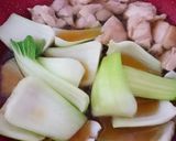 チンゲン菜と鶏肉と冷凍しいたけ煮作り方3写真