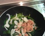 男1人暮らし 焼うどん ほうれん草&ツナ作り方3写真